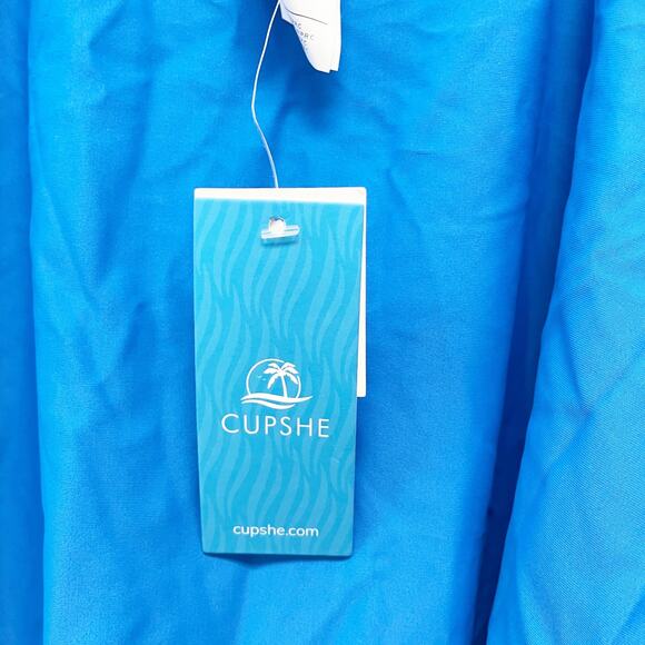 Cupshe Women's Recycled Skydiver V Wire Cutout One Piece Swimsuit Blue Large - Picture 5 of 7